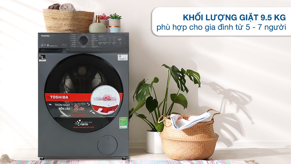 Máy giặt Toshiba Inverter 9.5 kg TW-T21BU105UWV(MG) - Khối lượng giặt