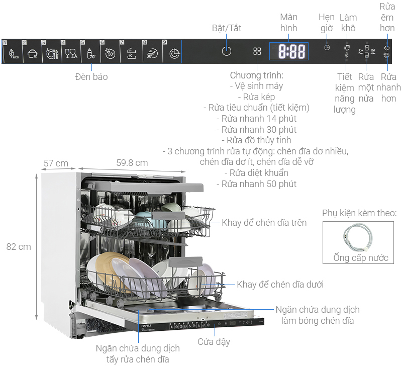 Máy rửa chén âm tủ Hafele HDW-FI60D (533.23.320)