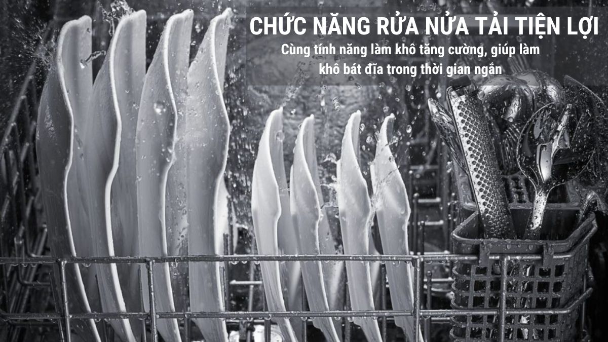 Hafele HDW-F60G (535.29.590) tích hợp chức năng rửa tải đặc biệt