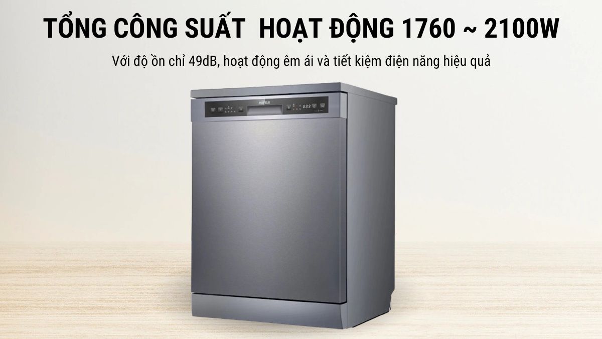 Hafele HDW-F60G (535.29.590) vận hành êm ái và tiết kiệm điện năng