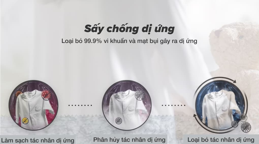 Máy sấy bơm nhiệt LG 10.5 kg DVHP50B - Chống dị ứng