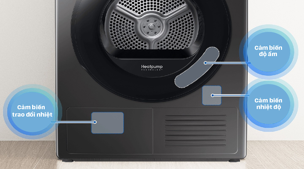 Máy sấy bơm nhiệt Samsung 9 kg DV90TA240AX/SV - Cảm biến thông minh Optimal Dry