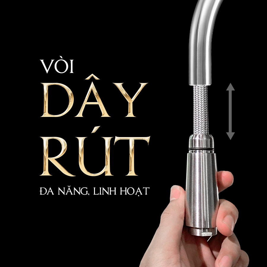 dây rút đang năng linh hoạt - Vòi rửa chén Malloca K095SS