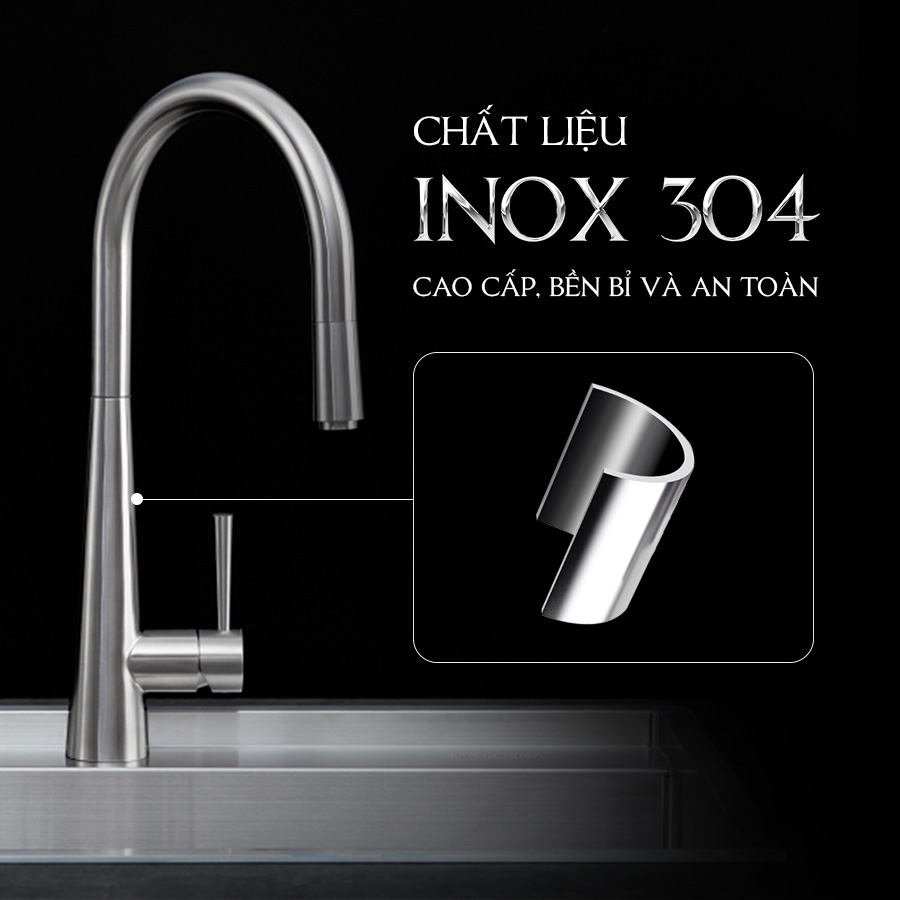 inox 304 - Vòi rửa chén Malloca K095SS